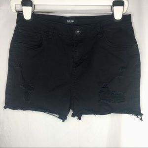 Kensie Jeans Shorts High Waist Distressed Black